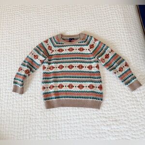 Janie and Jack Cream, Teal & Rust Fair Isle Sweater